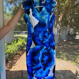 Calvin Klein tropical print dress Sleeveless Bodycon Sheath Dress NWT new!